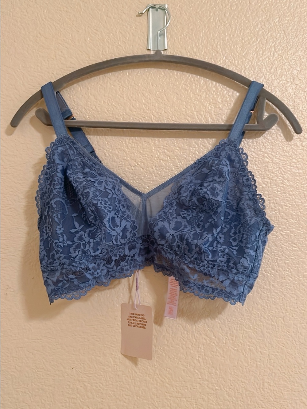 Savage X Fenty | Blue Lace Double Plus 1X Floral Lace & Mesh Bralette